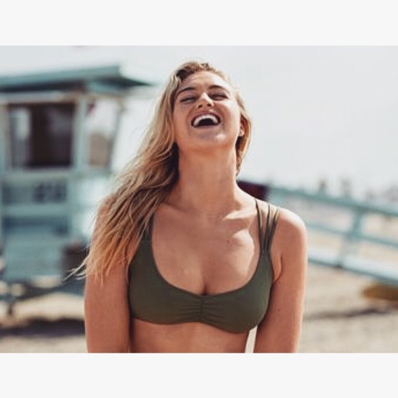 olive green swim top